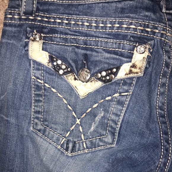 Miss me jeans unique cute bling  cow print flap pockets size 28 - Picture 4 of 16